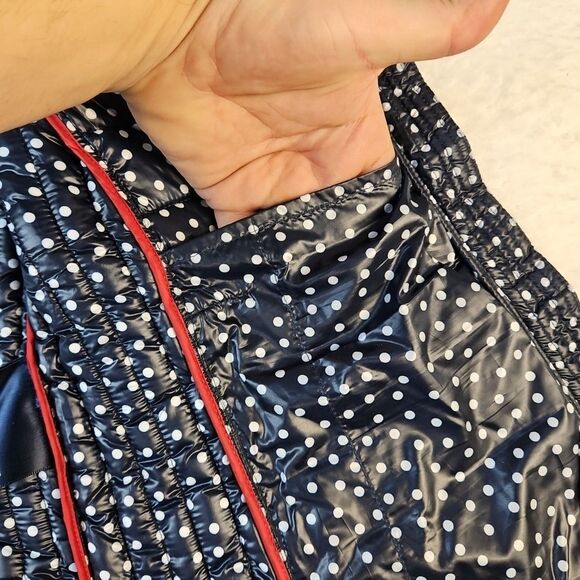 Tommy Hilfiger‎ Women's Lightweight Packable Puffer Vest Size M Navy White Dots - Picture 9 of 12